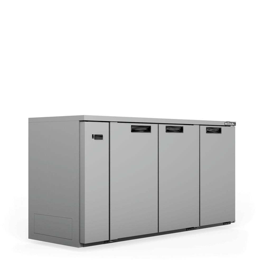 HC3RSS Cameo - Three Door Stainless Steel Remote Back Bar Counter Display Refrigerator