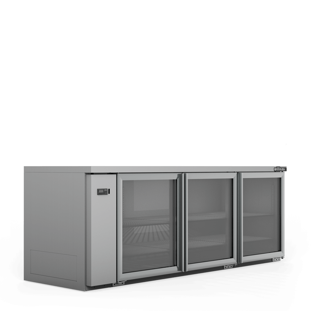 HB3RGS Boronia - Three Door Stainless Steel Remote Back Bar Counter Display Refrigerator