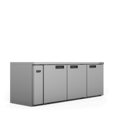 HB3RSB Boronia - Three Door Black Colorbond Remote Back Bar Counter Display Refrigerator