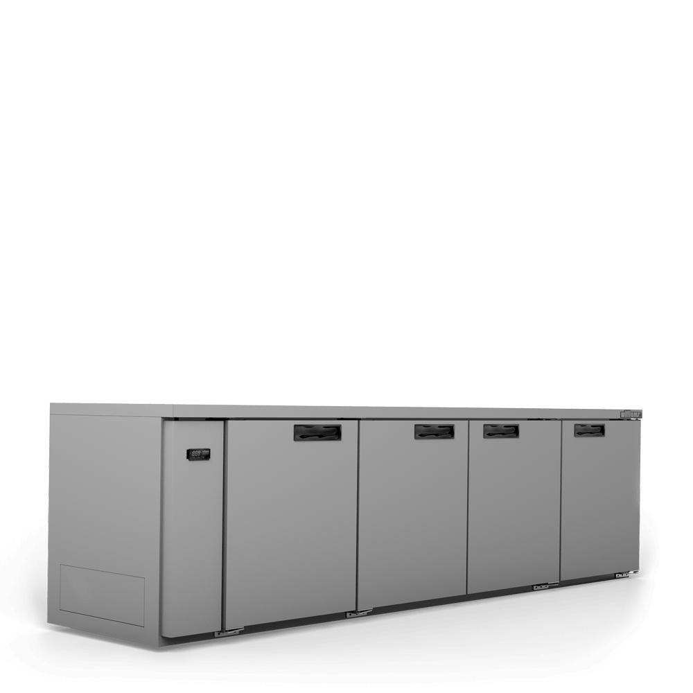 HB4RSB Boronia - Four Door Black Colorbond Remote Back Bar Counter Display Refrigerator