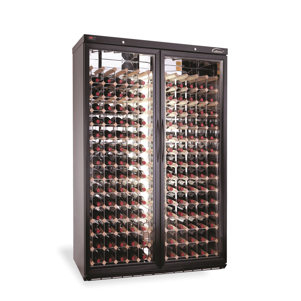 BC200W-DR Wine Cabinet - Two Door Black Upright Wine Display Refrigerator
