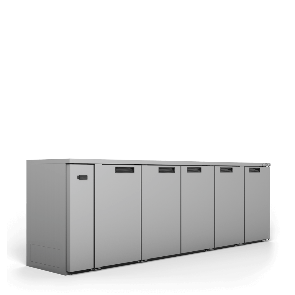 HC5RSS Cameo - Five Door Stainless Steel Remote Back Bar Counter Display Refrigerator