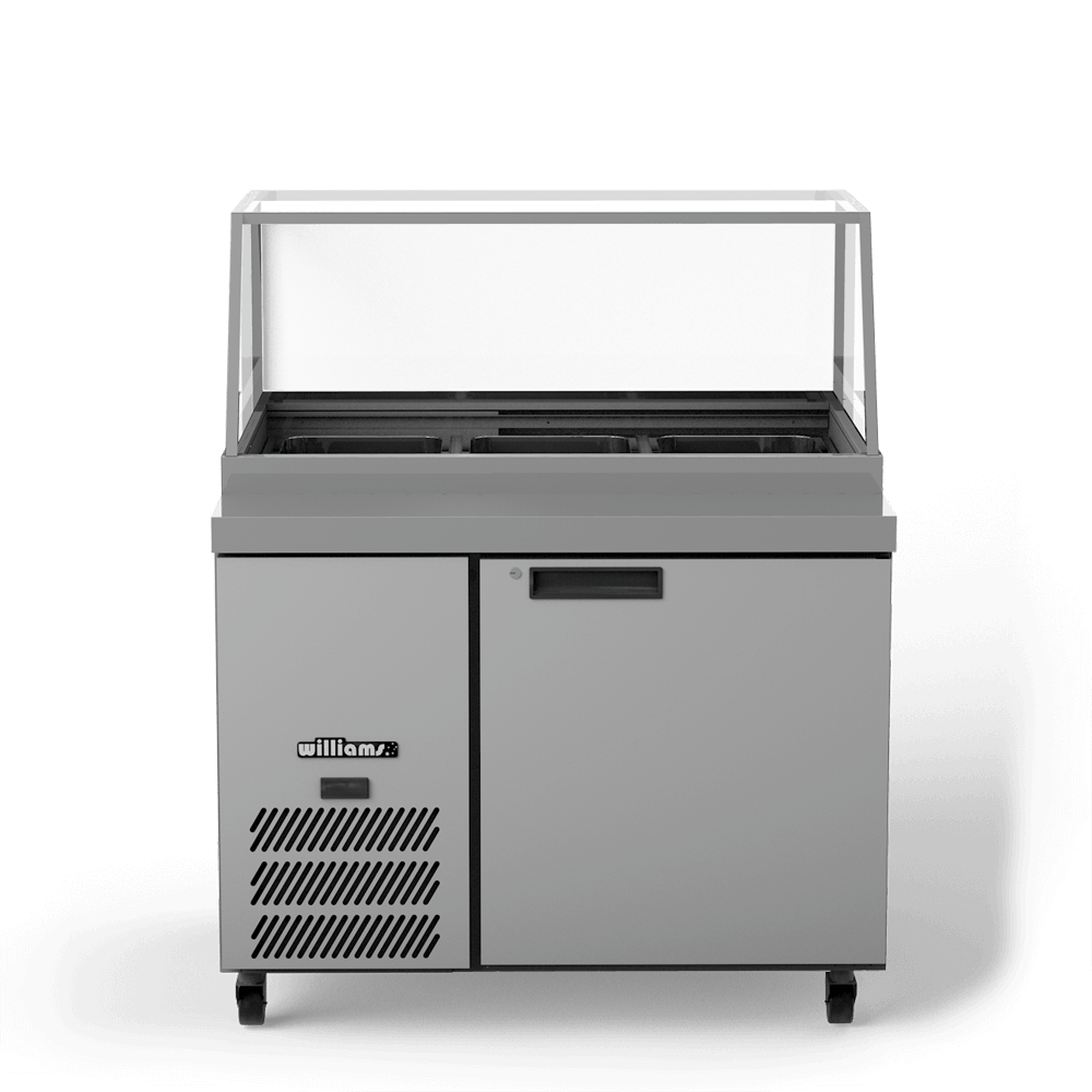 HSP3UBA-000-N Banksia - One Door White Colorbond Prep Counter Refrigerator With Flat Blown Air Well - Without Canopy