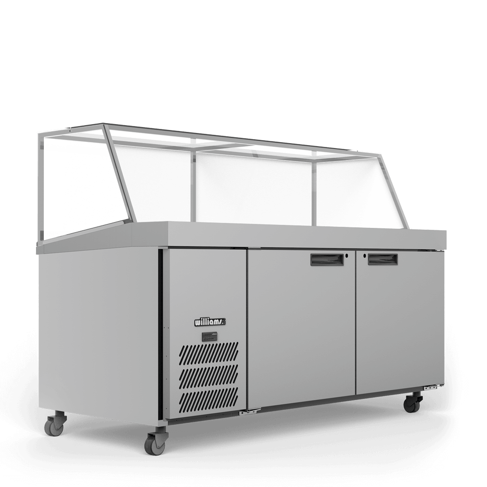 HSP30UBASS Banksia - Two Door Stainless Steel Prep Counter Refrigerator With Angled Blown Air Well