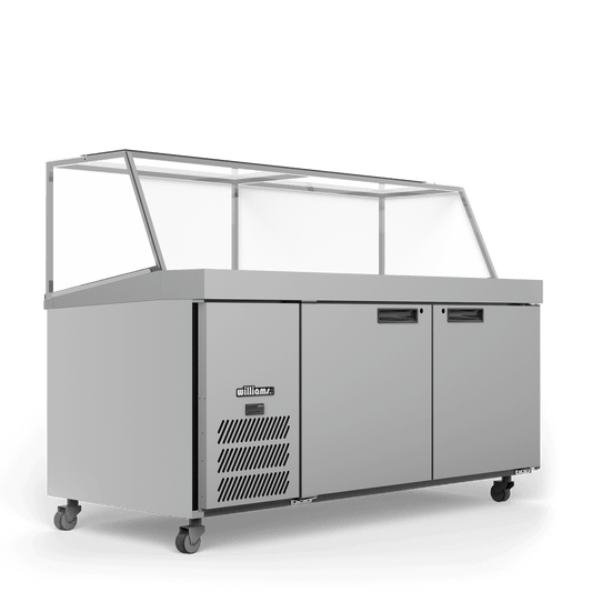 HSP30UBASS Banksia - Two Door Stainless Steel Prep Counter Refrigerator With Angled Blown Air Well