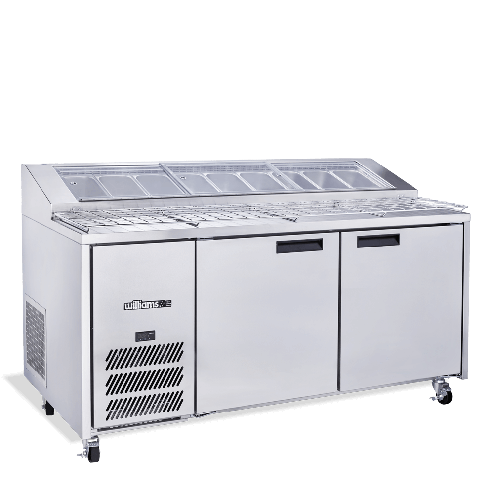 HJ2PCBASS Jade Pizza - Two Door Stainless Steel Pizza Prep Counter Refrigerator With Blown Air Well