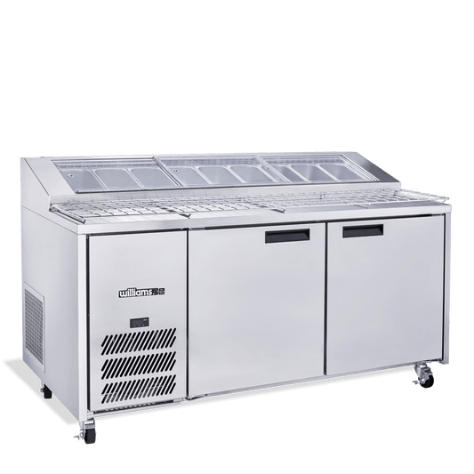 HJ2PCBASS Jade Pizza - Two Door Stainless Steel Pizza Prep Counter Refrigerator With Blown Air Well