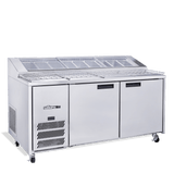 HJ2PCBASS Jade Pizza - Two Door Stainless Steel Pizza Prep Counter Refrigerator With Blown Air Well