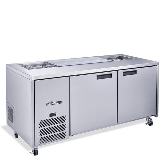 HJ2SCBASS-000-N Jade Sandwich - Two Door Stainless Steel Prep Counter Refrigerator With Blown Air Well - Without Canopy