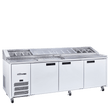 HJ3PCBA Jade Pizza - Three Door White Colorbond Pizza Prep Counter Refrigerator With Blown Air Well