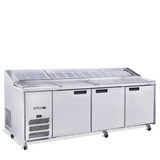 HJ3PCBASS Jade Pizza - Three Door Stainless Steel Pizza Prep Counter Refrigerator With Blown Air Well