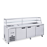 HJ3SCBASS Jade Sandwich - Three Door Stainless Steel Prep Counter Refrigerator With Blown Air Well