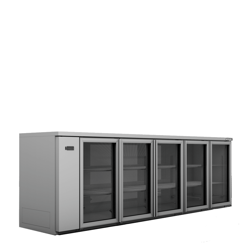 HC5RGS Cameo - Five Door Stainless Steel Remote Back Bar Counter Display Refrigerator