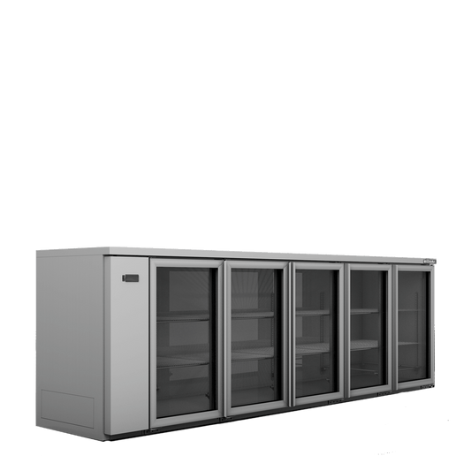 HC5RGS Cameo - Five Door Stainless Steel Remote Back Bar Counter Display Refrigerator