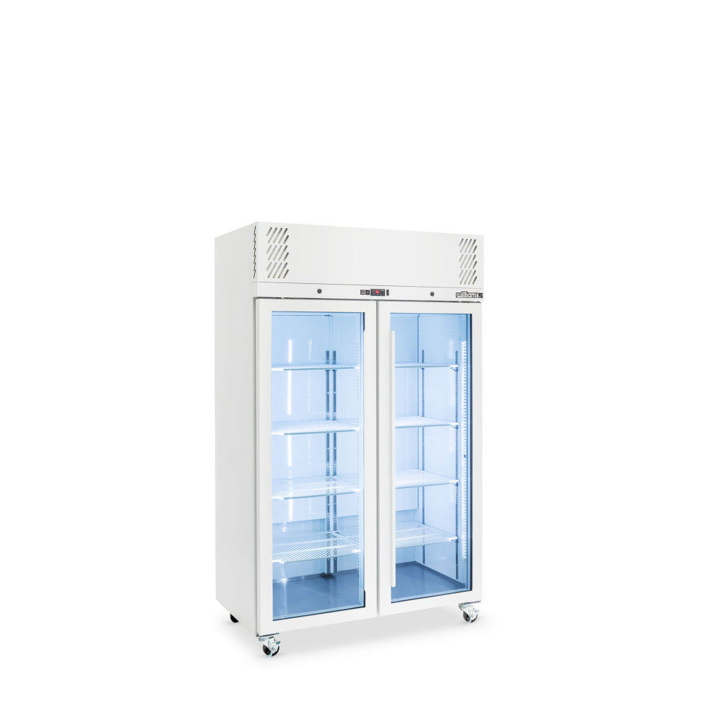 HP2GW Pearl  - Two Door White Colorbond Upright Display Refrigerator