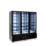 HQS3GBHC Quartz Star - Three Door Black Colorbond Upright Display Refrigerator