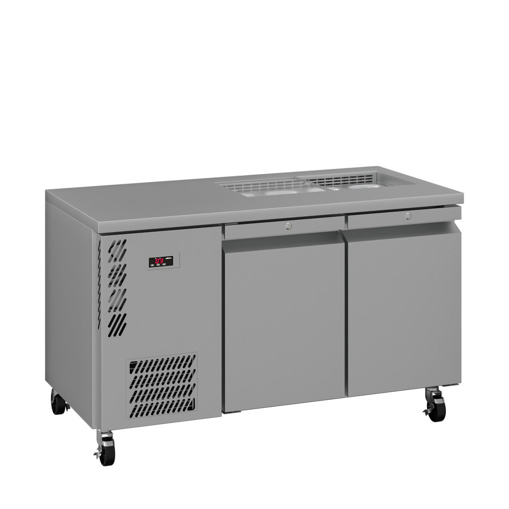 HO2USSBA Opal - Two Door Stainless Steel Under Counter Refrigerator With Blown Air Well
