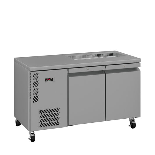 HO2USSBA Opal - Two Door Stainless Steel Under Counter Refrigerator With Blown Air Well