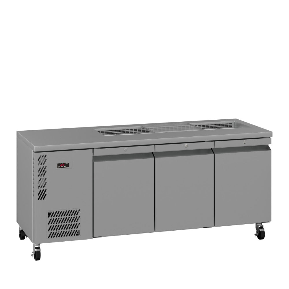HO3USSBA Opal - Three Door Stainless Steel Under Counter Refrigerator With Blown Air Well