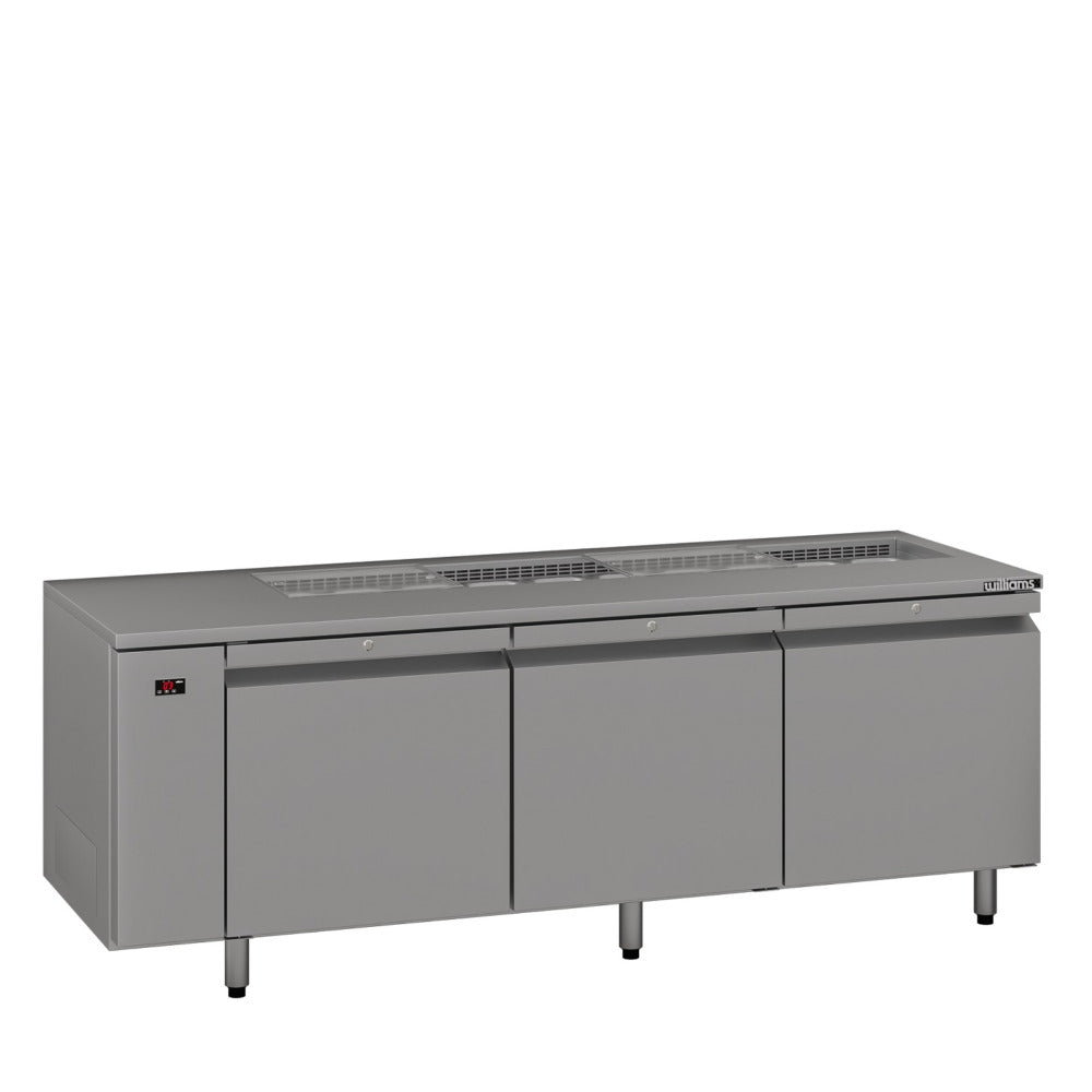 HE3RSSBA Emerald - Three Door Stainless Steel Remote Under Counter Refrigerator With Blown Air Well