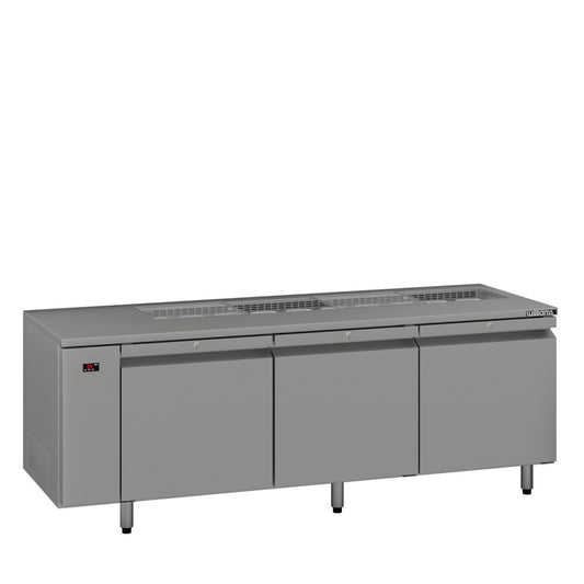 HE3RSSBA Emerald - Three Door Stainless Steel Remote Under Counter Refrigerator With Blown Air Well
