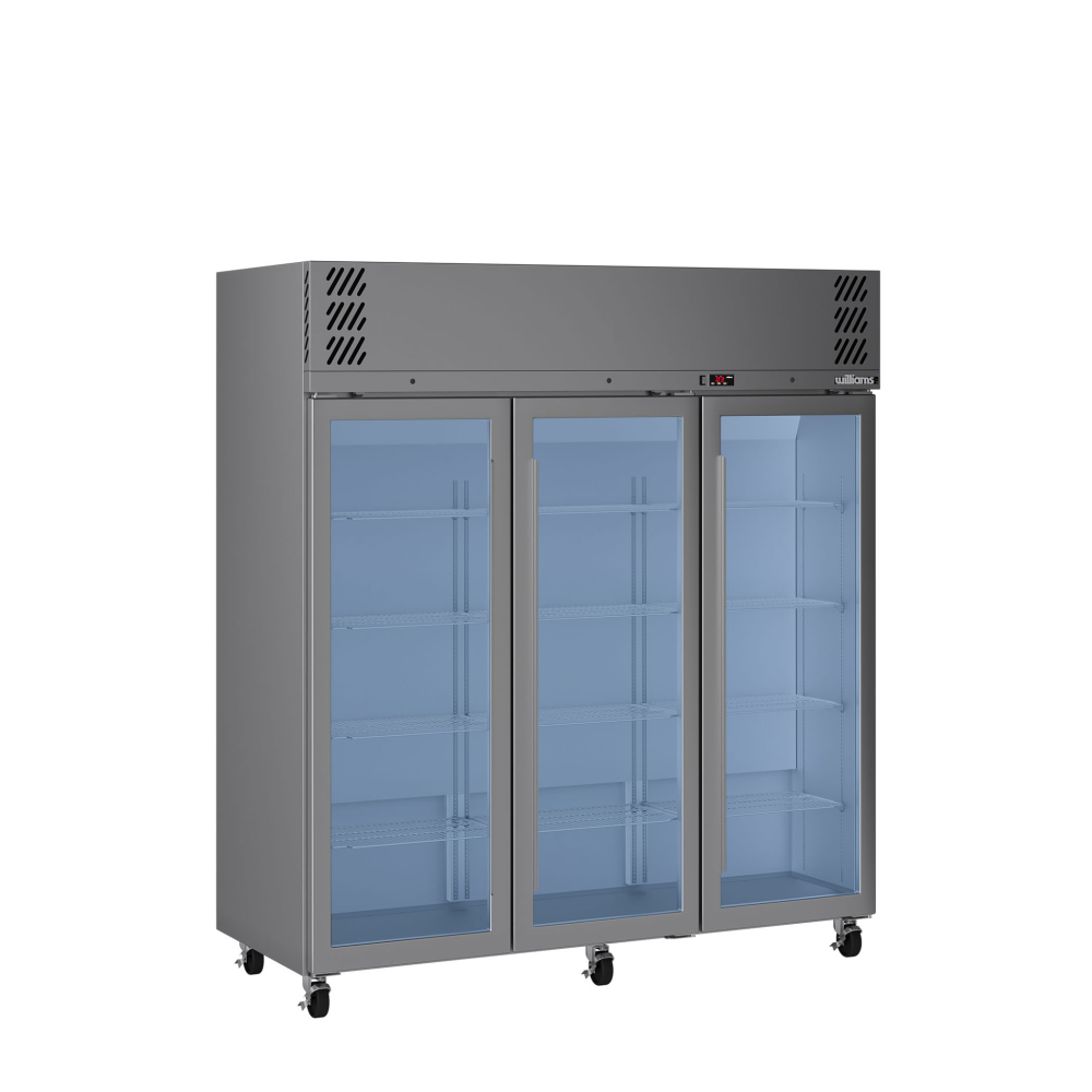 HP3GS Pearl - Three Door Stainless Steel Upright Display Refrigerator
