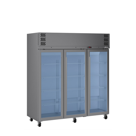 HP3GS Pearl - Three Door Stainless Steel Upright Display Refrigerator