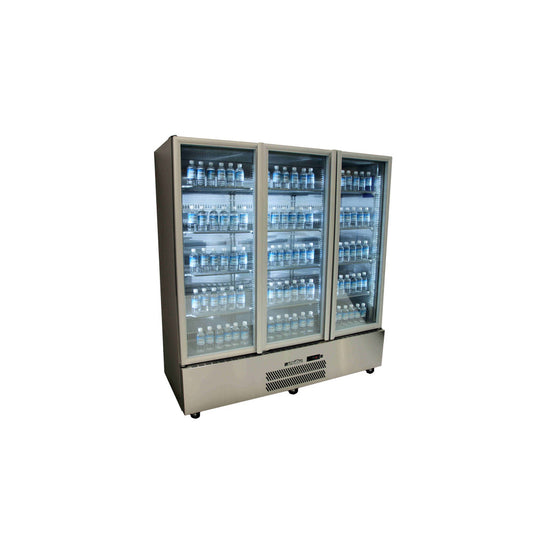 HQS3GSHC Quartz Star - Three Door Stainless Steel Upright Display Refrigerator
