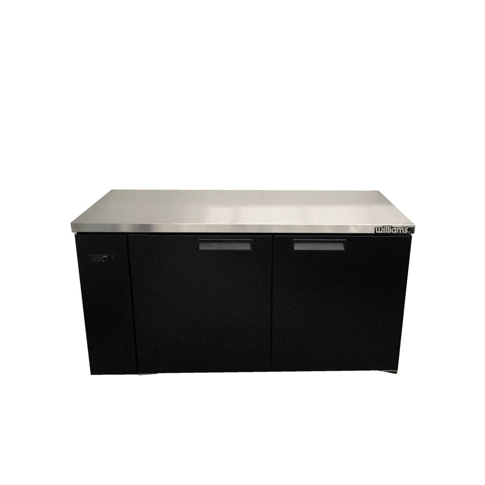 HB2RSB Boronia - Two Door Black Colorbond Remote Back Bar Counter Display Refrigerator