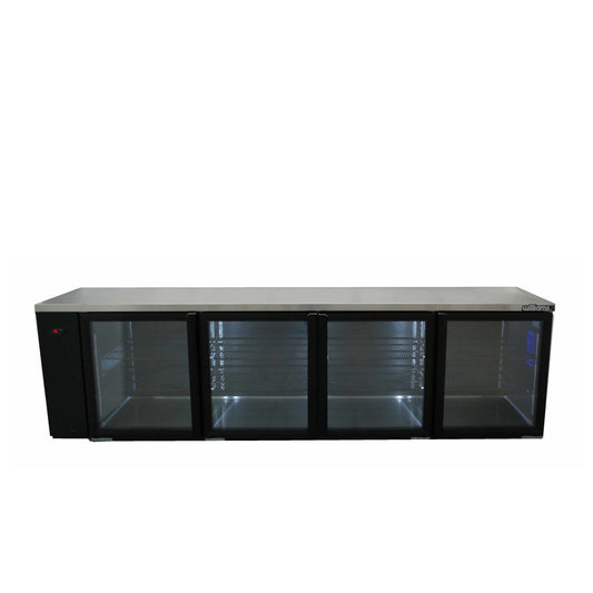 HB4RGB Boronia - Four Door Black Colorbond Remote Back Bar Counter Display Refrigerator