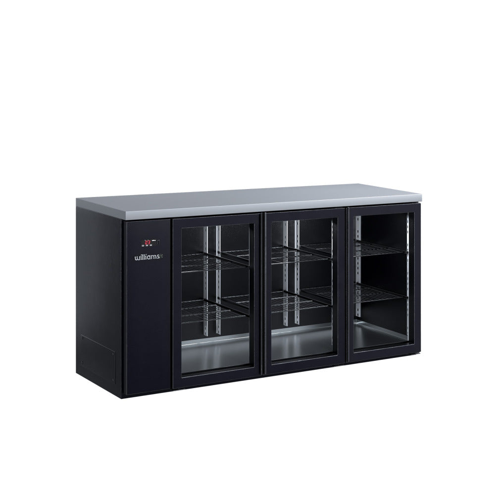 HC3RGB Cameo - Three Door Black Colorbond Remote Back Bar Counter Display Refrigerator