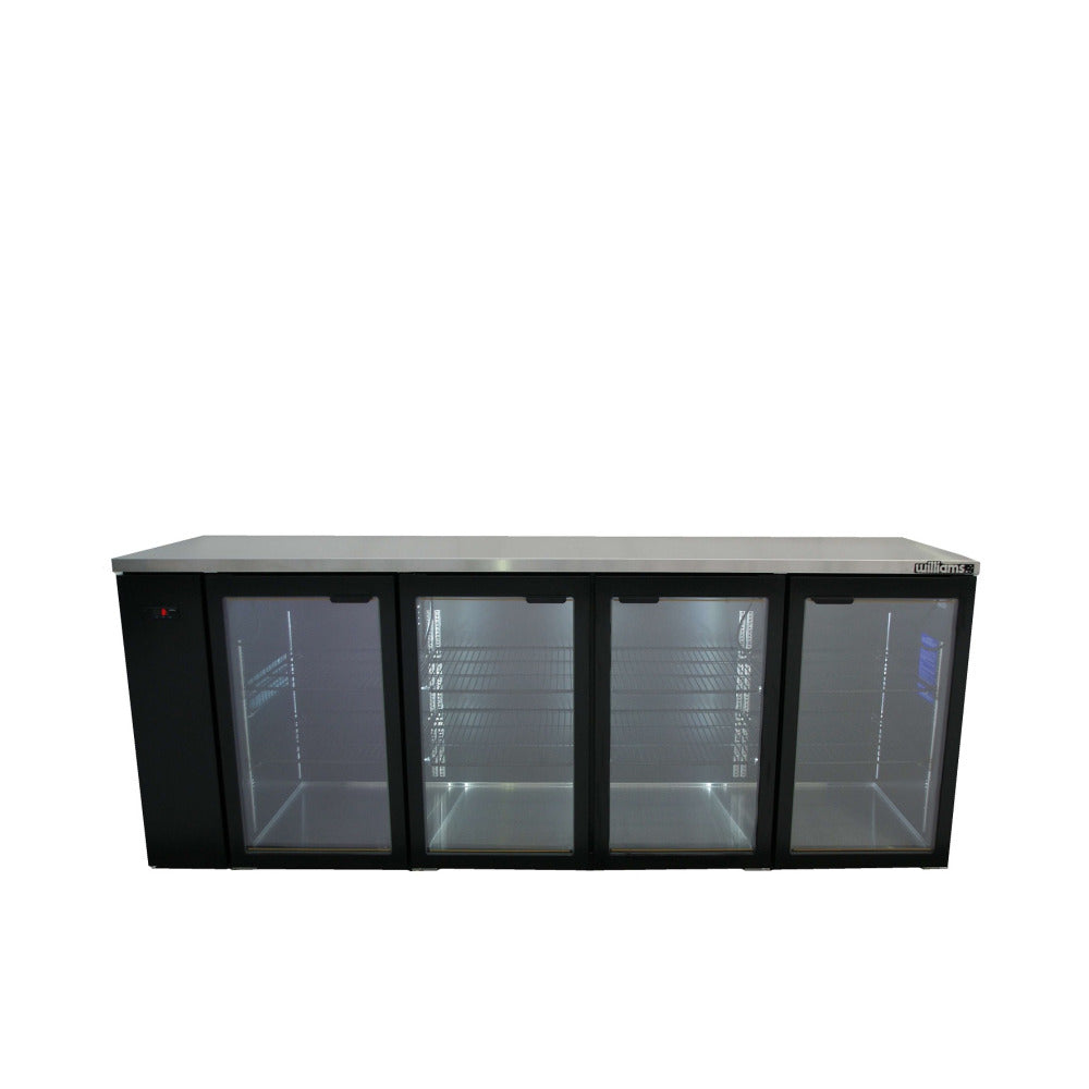 HC4RGB Cameo - Four Door Black Colorbond Remote Back Bar Counter Display Refrigerator
