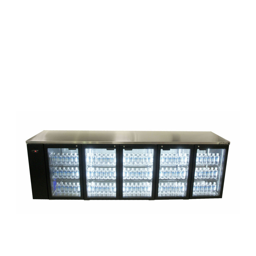 HC5RGB Cameo - Five Door Black Colorbond Remote Back Bar Counter Display Refrigerator