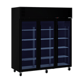 HP3GB Pearl - Three Door Black Colorbond Upright Display Refrigerator