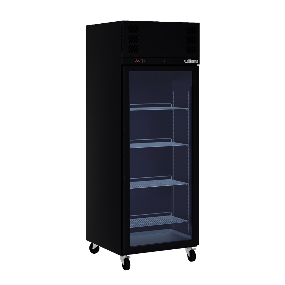 HP1GB Pearl - One Door Black Colorbond Upright Display Refrigerator
