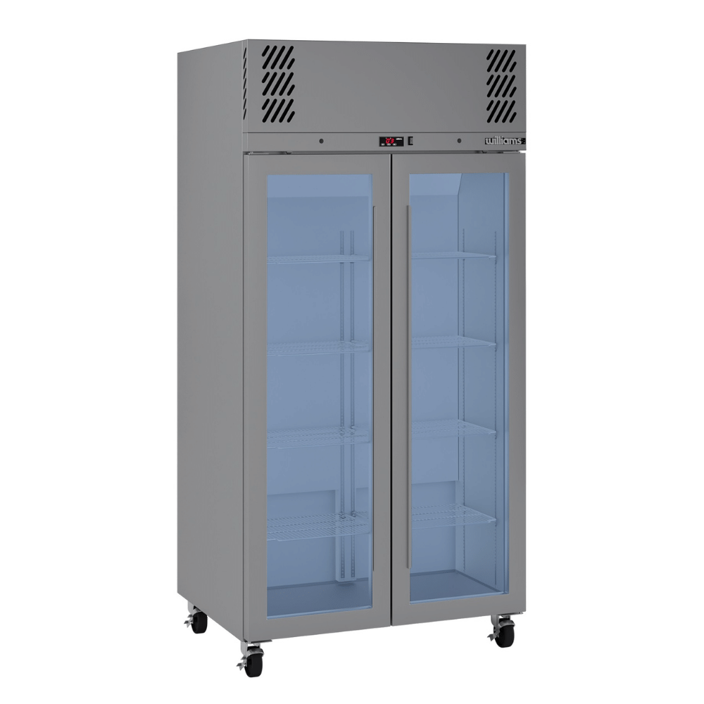 HPR2GS Pearl - Slim Two Door Stainless Steel Upright Display Refrigerator