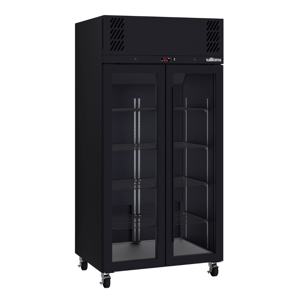 HPR2GB Pearl - Slim Two Door Black Colorbond Upright Display Refrigerator