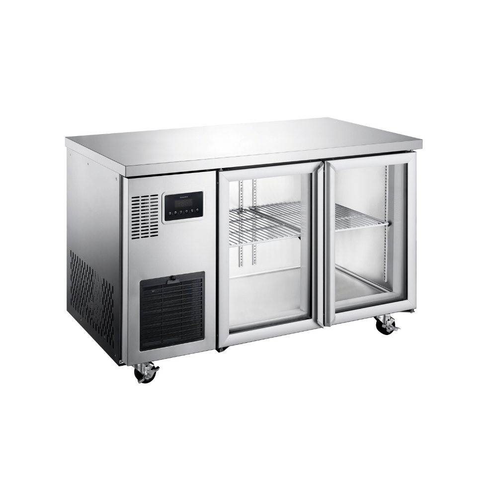 HTU2GSHC Topaz Under Counter - Two Door Stainless Under Counter Glass Door Refrigerator