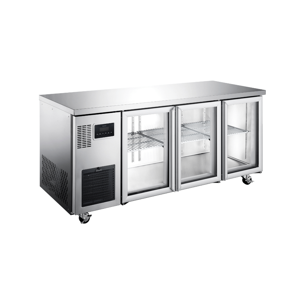 HTU3GSHC Topaz Under Counter - Three Door Stainless Under Counter Glass Door Refrigerator