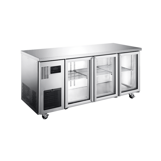 HTU3GSHC Topaz Under Counter - Three Door Stainless Under Counter Glass Door Refrigerator