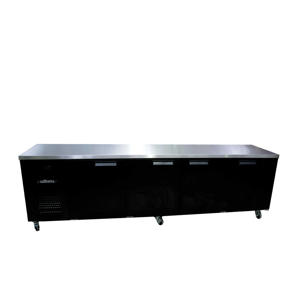 HB4USBHC Boronia -  Four Door Black Colorbond Under Counter Display Refrigerator