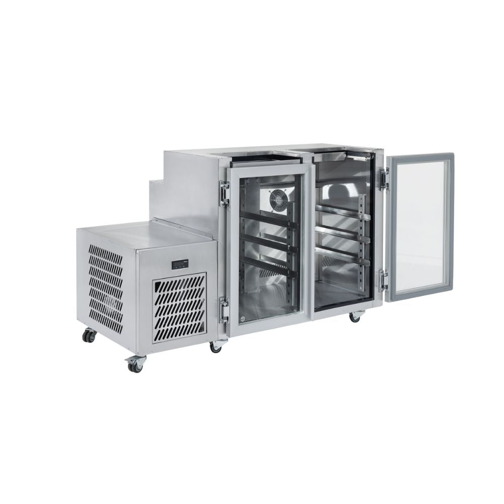 FGC2U-L Glass Chiller - Two Door Self Contained Glass Chiller Slimline with two shelves and left hand services