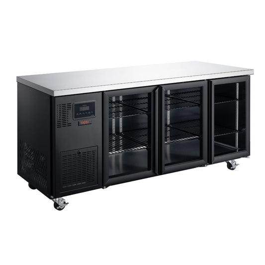 HTU3GBHC Topaz Under Counter - Three Door Black Under Counter Glass Door Refrigerator