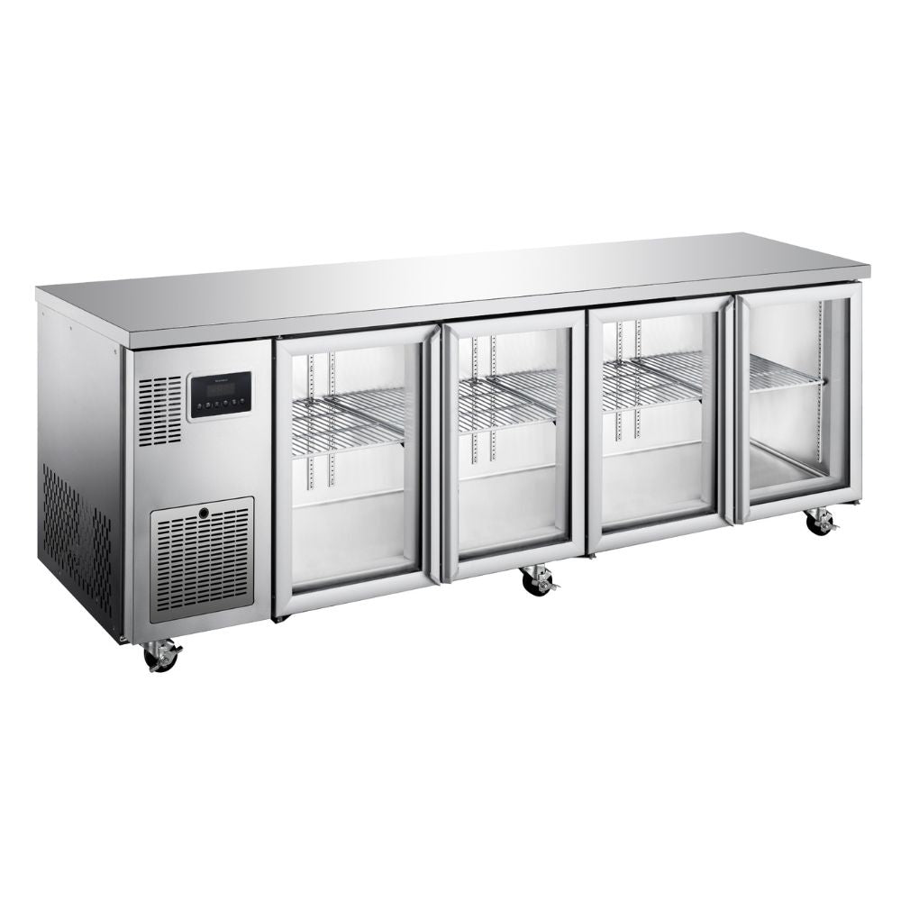 HTU4GSHC Topaz Under Counter - Four Door Stainless Under Counter Glass Door Refrigerator