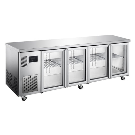 HTU4GSHC Topaz Under Counter - Four Door Stainless Under Counter Glass Door Refrigerator