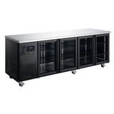 HTU4GBHC Topaz Under Counter - Four Door Black Under Counter Glass Door Refrigerator