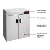 Elementry Stainless Steel Double Cabinet Plate Warmer 120 Plates - PW-DE