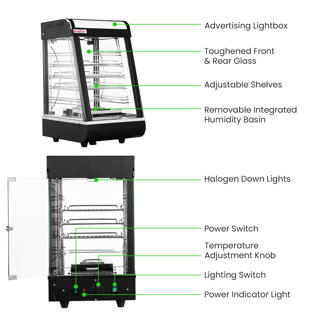 Benchstar All Stainless Steel Pie Warmer and Hot Food Display 40 Pies - PW-RT/380/TGE