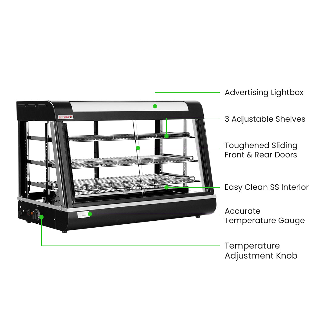 Benchstar Pie Warmer & Hot Food Display - PW-RT/900/1E - 900x490x610mm
