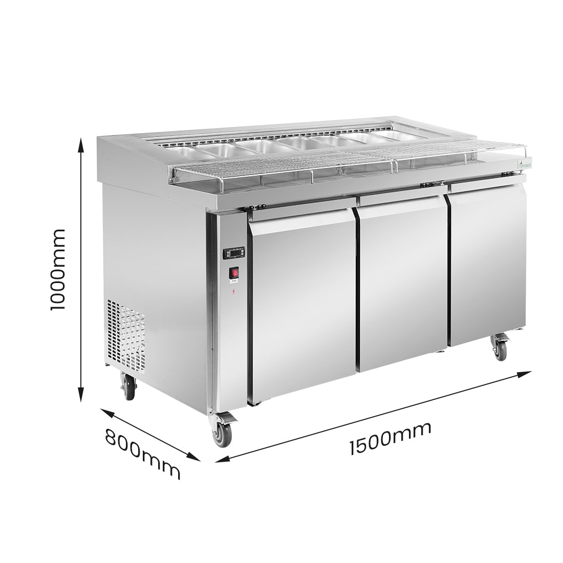 PWB150 three door DELUXE Pizza Prep Bench